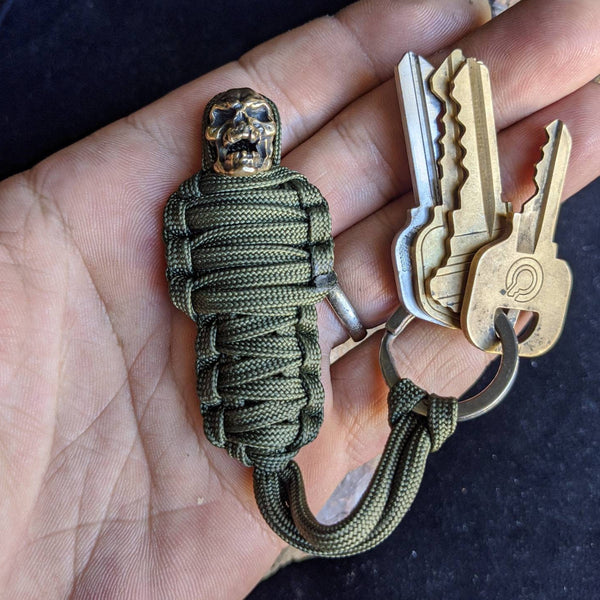 Keychain Mummy Brass Skull