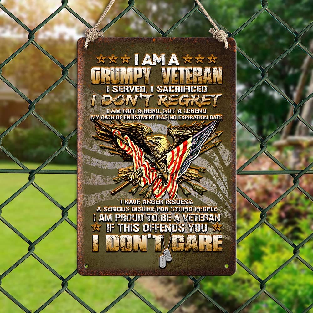 I Am A Grumpy Veteran Metal Sign