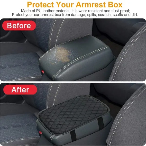 Car Armrest Pad Cover PU Leather Armrest Cushion Pad