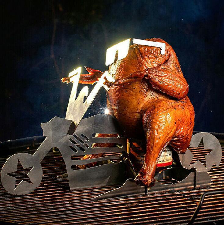 Chicken Stand Beer Funny American Motorcycle BBQ Steel Rack Tools