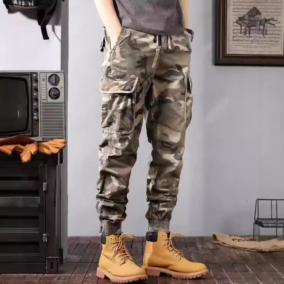 Camouflage Cargo Pants Men's Trousers With Pockets Loose Tapered Pants
