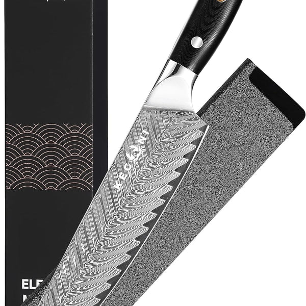 Kegani Meat Cleaver Knife 7 Inch - Damascus 73 Layers AUS-10 Steel Core Butcher Knife - G10 Handle Chinese Knife With Gift Box & Sheath