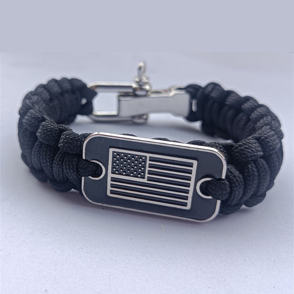 Braided Paracord Bracelet With Survival Zinc Alloy Adjusting Buckle