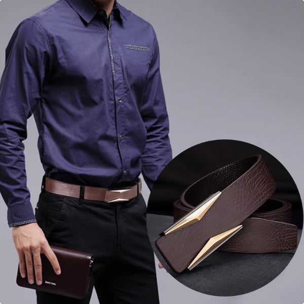 Simple And Elegant Belt Men's Middle-aged Korean Style Smooth Buckle