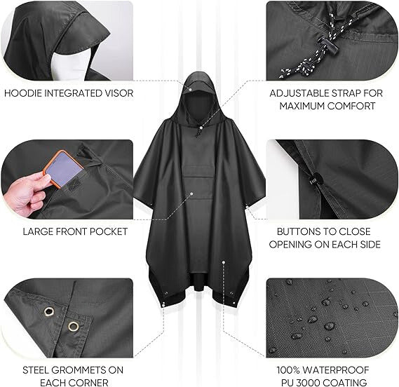 2TAC Hooded Rain Poncho