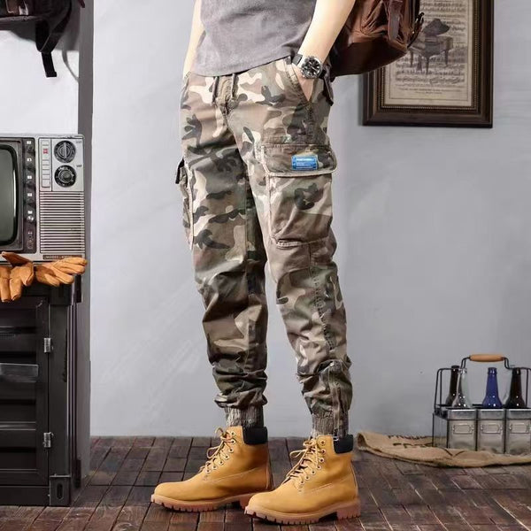 Camouflage Cargo Pants Men's Trousers With Pockets Loose Tapered Pants