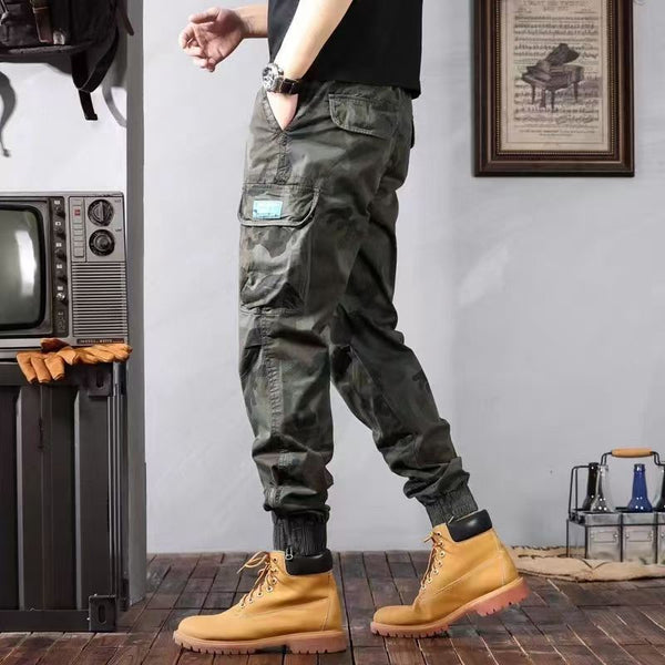 Camouflage Cargo Pants Men's Trousers With Pockets Loose Tapered Pants