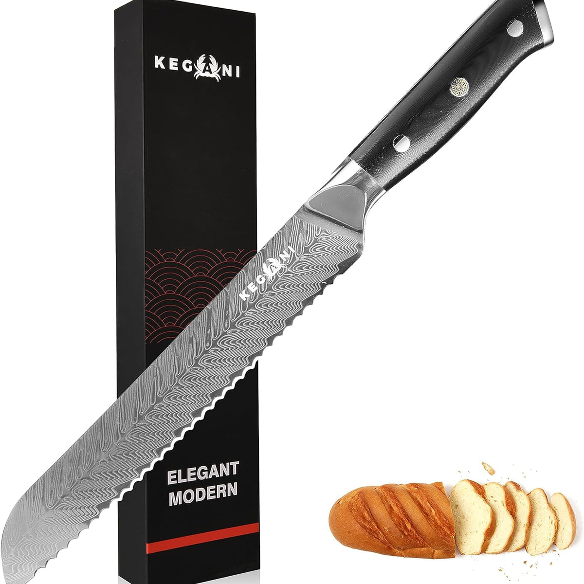 Kegani Meat Cleaver Knife 7 Inch - Damascus 73 Layers AUS-10 Steel Core Butcher Knife - G10 Handle Chinese Knife With Gift Box & Sheath