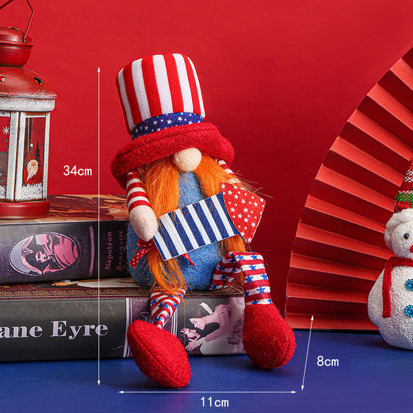 Independence Day Faceless Long And Short Legs Doll Decoration
