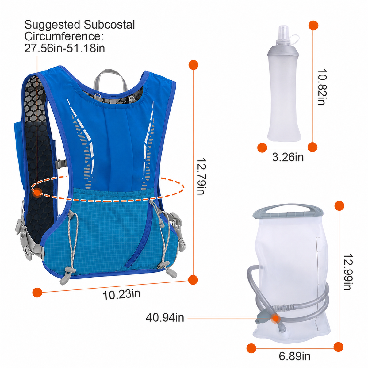 Sport Hydration Vest Running Backpack With 15oz 50oz Water Bladder
