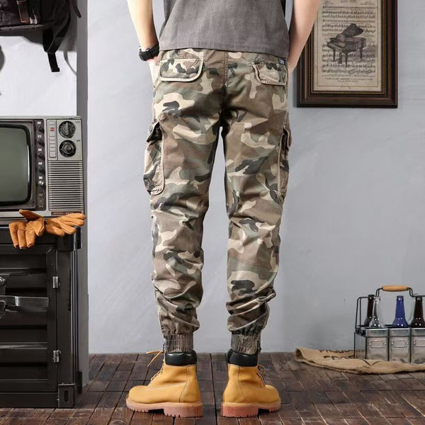 Camouflage Cargo Pants Men's Trousers With Pockets Loose Tapered Pants