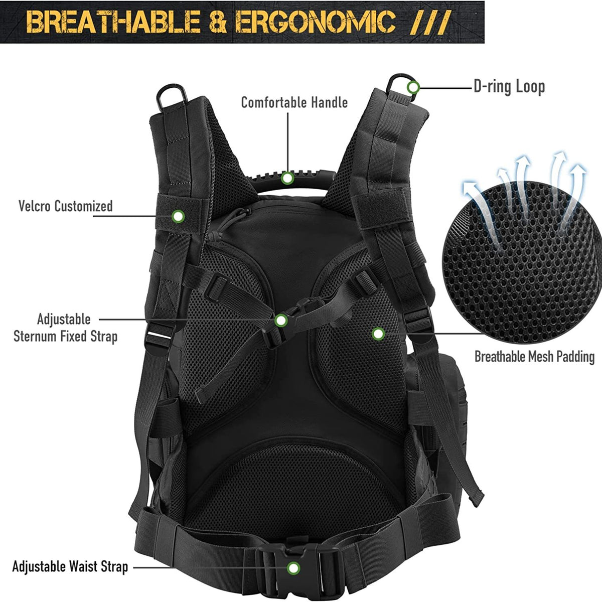 Tactical Range Backpack Bag, VOTAGOO Range Activity Bag For Handgun And Ammo, 3 Pistol Carrying Case For Hunting Shooting