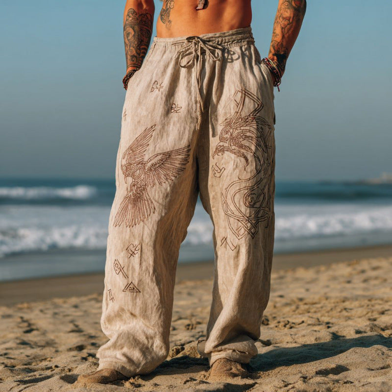 Casual Stylish Loose-fitting Linen Wide-leg Pants