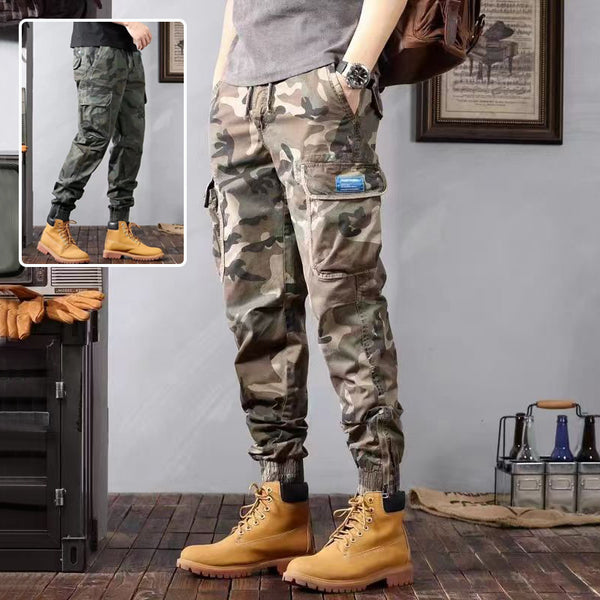 Camouflage Cargo Pants Men's Trousers With Pockets Loose Tapered Pants