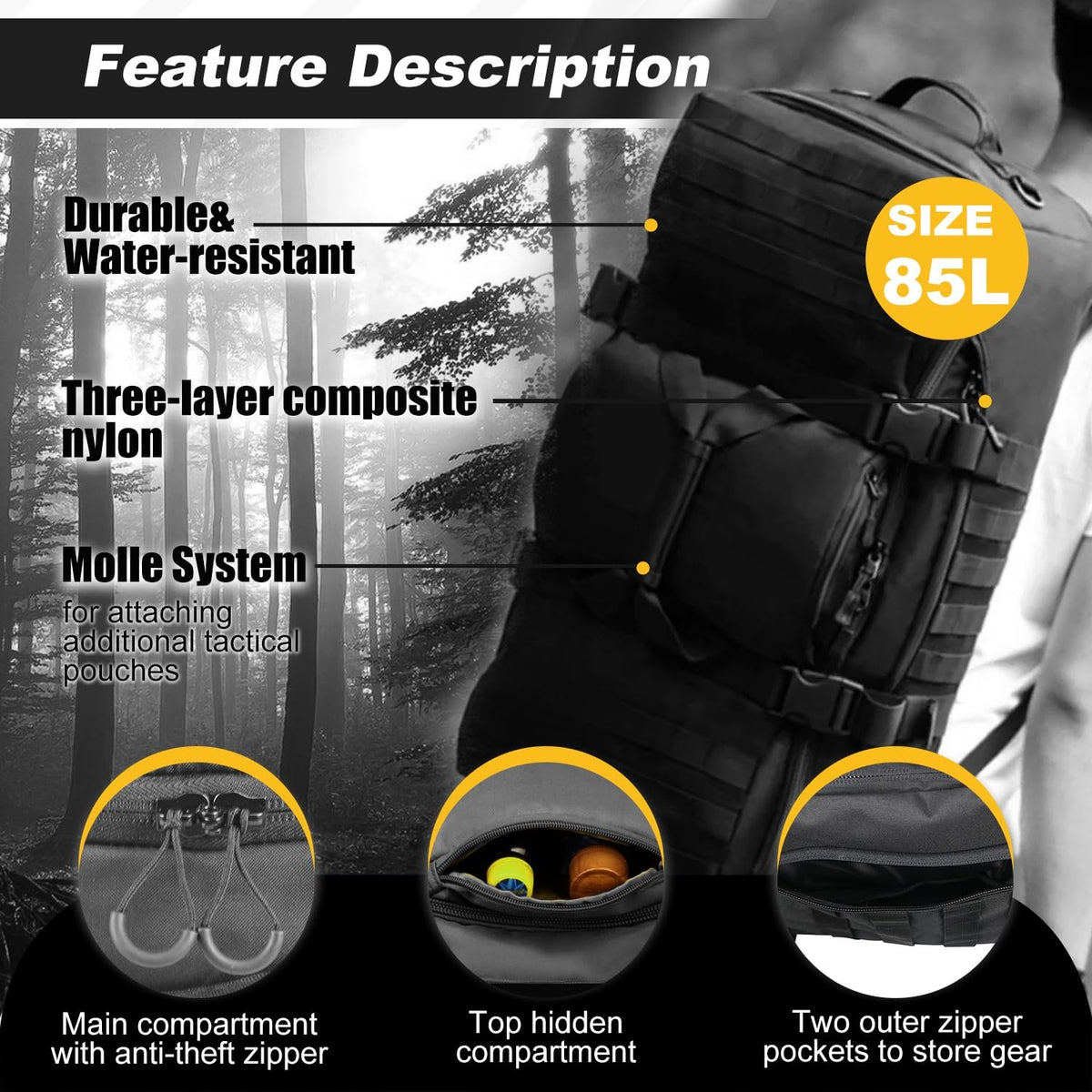 3 In 1 Military Backpack Travel Duffle Bag