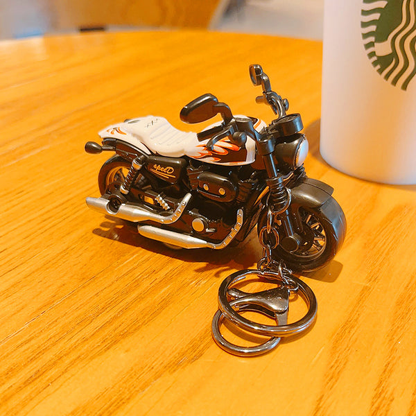 Cartoon Mini Motorcycle Pull-back Toy Keychain