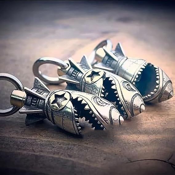 Creative Shark Rocket Skull Keychain