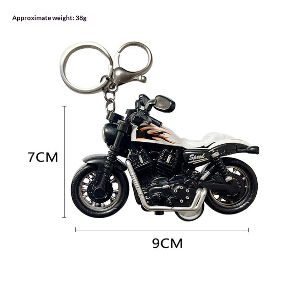 Cartoon Mini Motorcycle Pull-back Toy Keychain
