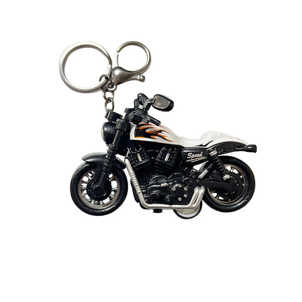 Cartoon Mini Motorcycle Pull-back Toy Keychain