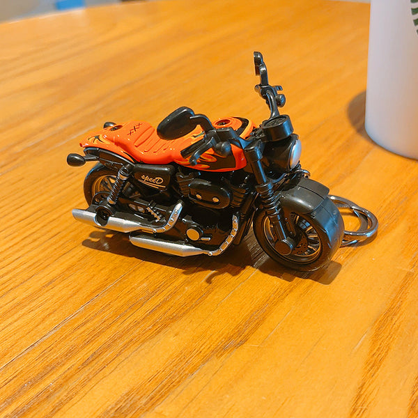 Cartoon Mini Motorcycle Pull-back Toy Keychain